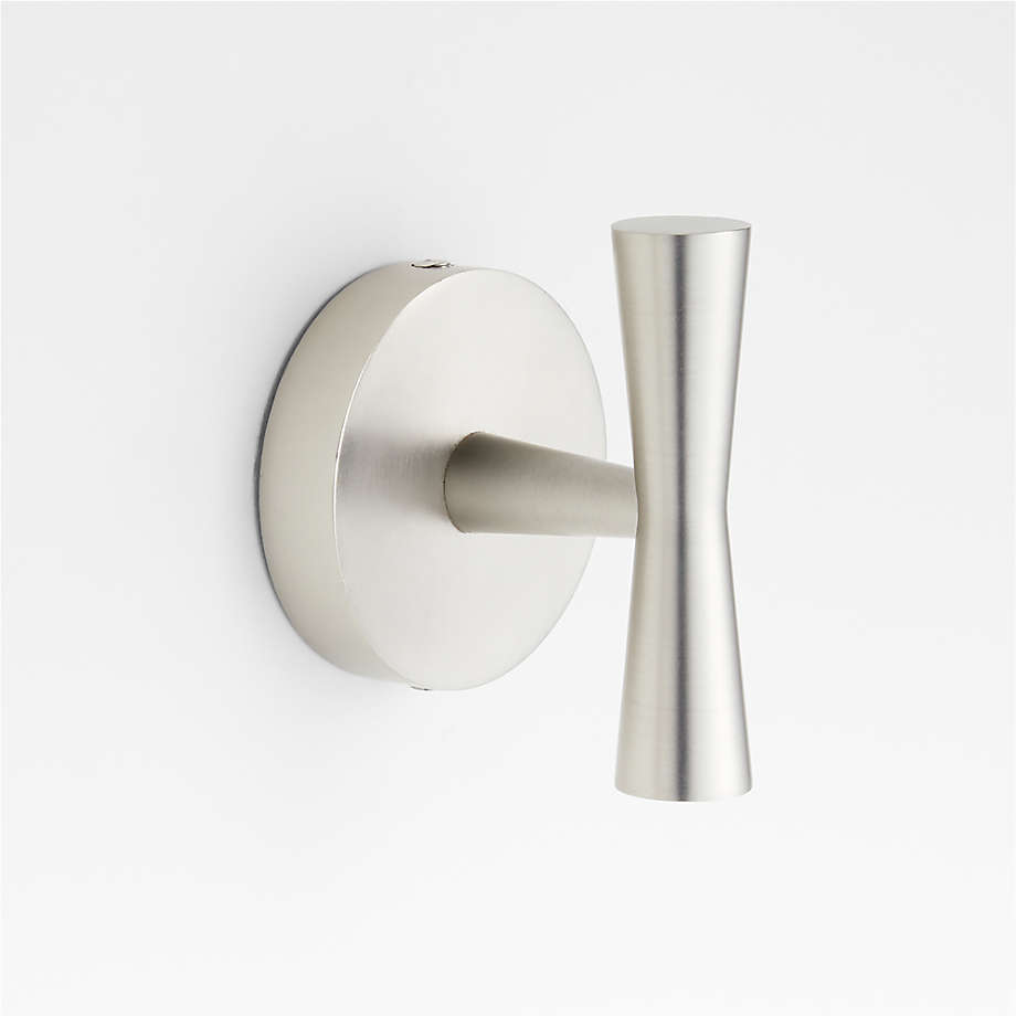 Tapered Brushed Nickel Bathroom Towel Hook + Reviews | Crate & Barrel