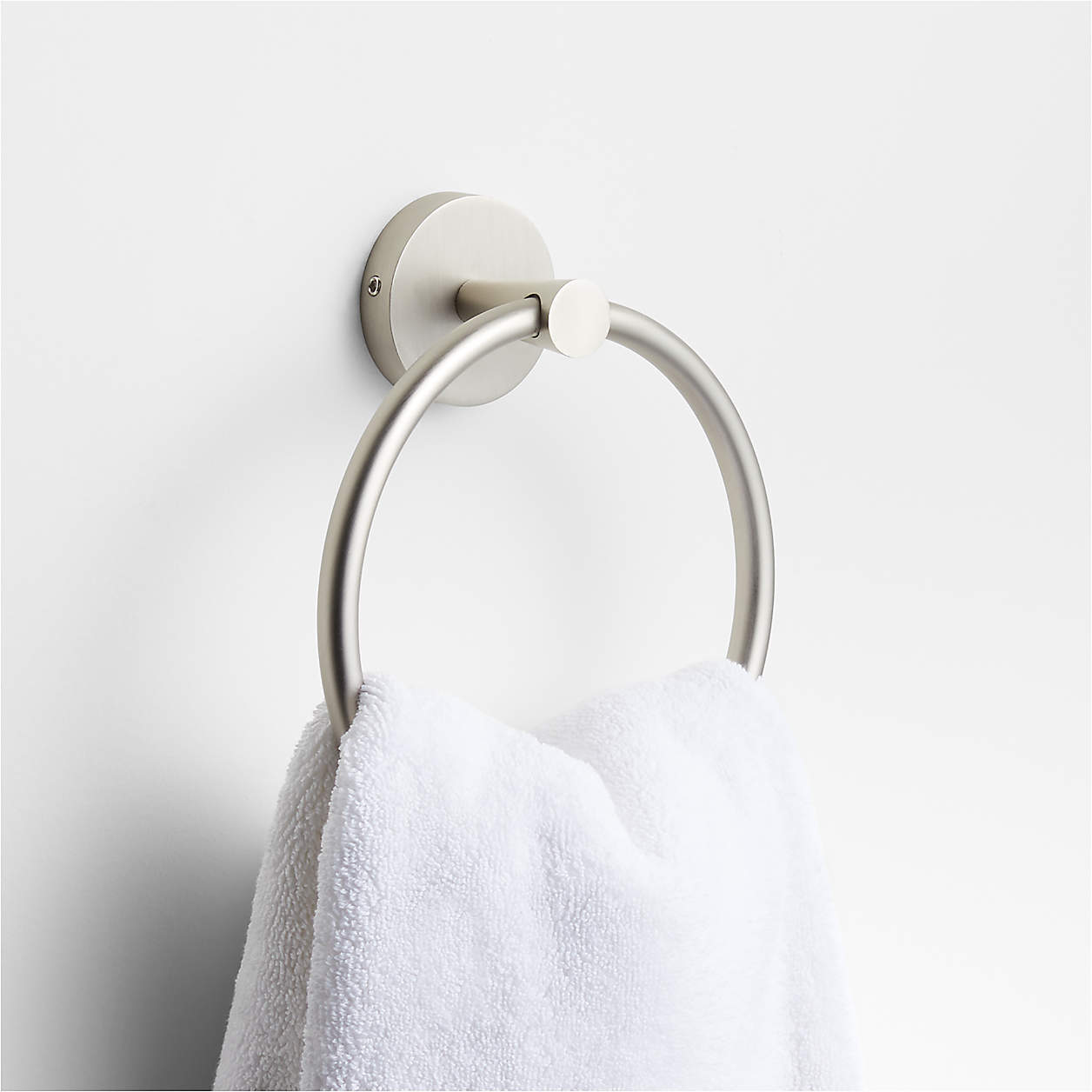 Tapered Brushed Nickel Bathroom Hand Towel Ring + Reviews | Crate & Barrel