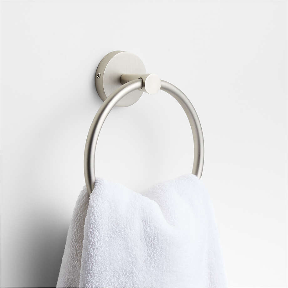 Euro Pin Lever Round Brushed Nickel Hand Towel Ring Wall Mounted