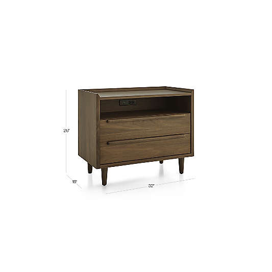 Tate 32" Black Wood Charging Nightstand