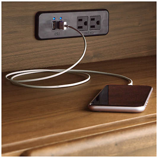 Tate 32" Walnut 2-Drawer Midcentury Charging Nightstand
