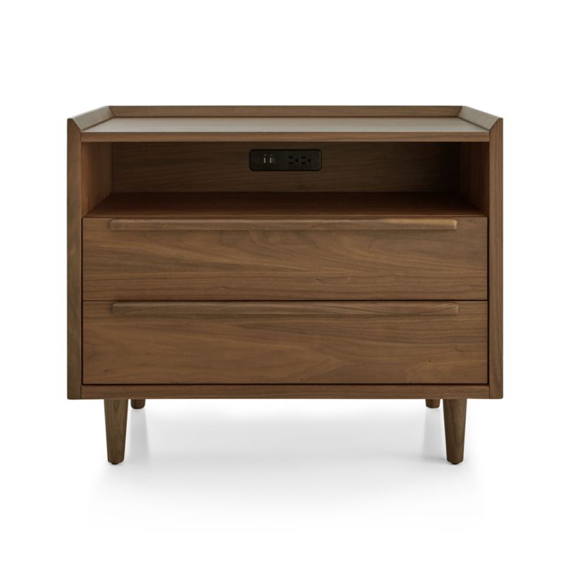 Tate Walnut 2-Drawer Midcentury Charging Nightstand - image 8 of 10
