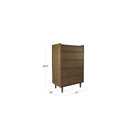 Tate 32" Black Wood 5-Drawer Tall Dresser