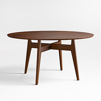 View Tate 60" Walnut Wood Round Dining Table details