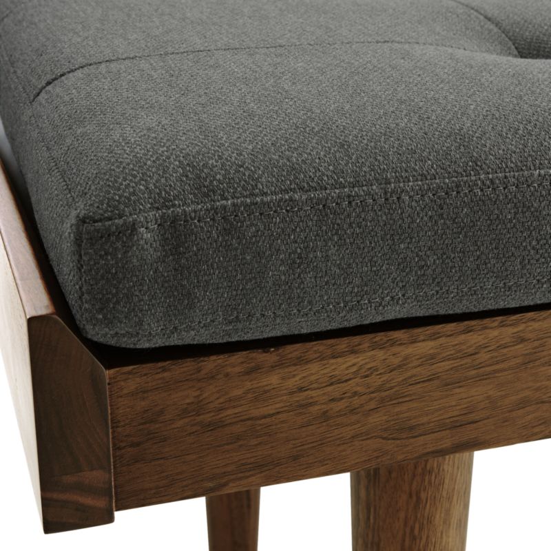 Tate Walnut Slatted Bench with Charcoal Cushion - image 8 of 11