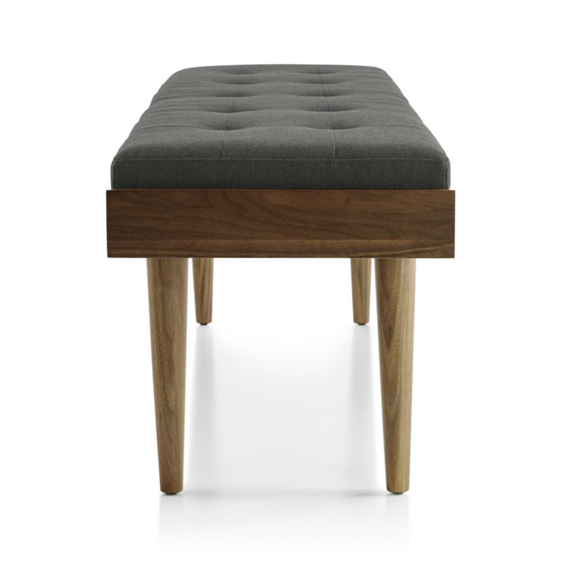 Tate Walnut Slatted Bench with Charcoal Cushion - image 9 of 11