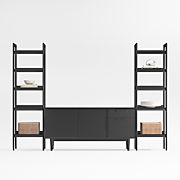 Tate 108.5" Walnut Storage Media Console and Bookshelf Set