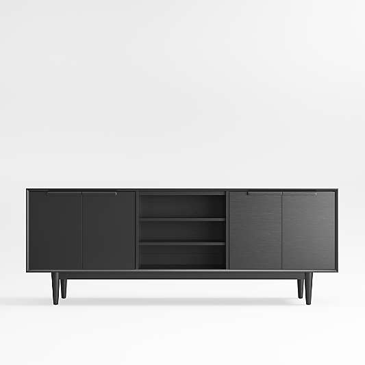 Tate 80" Black Wood Storage Media Console