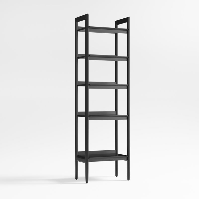 Tate Black Wood 5-Shelf Narrow Bookcase - image 3 of 6