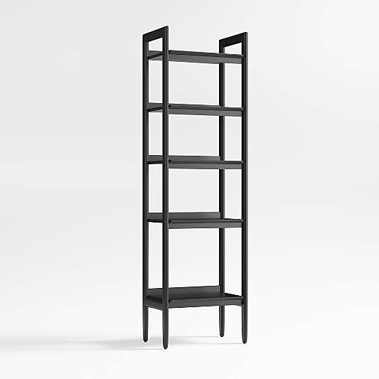 Tate 22" Black Wood 5-Shelf Narrow Bookshelf