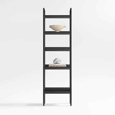 Tate Black Wood 5-Shelf Narrow Bookcase