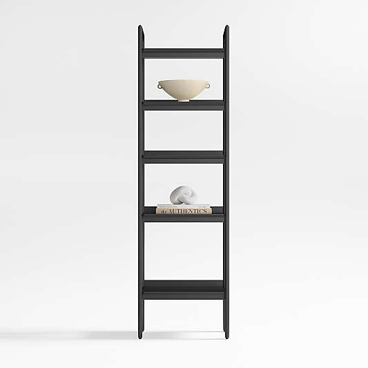 Tate Black Wood 5-Shelf Narrow Bookcase