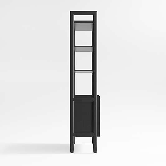 Tate Black Wood 3-Shelf Storage Bookcase Cabinet