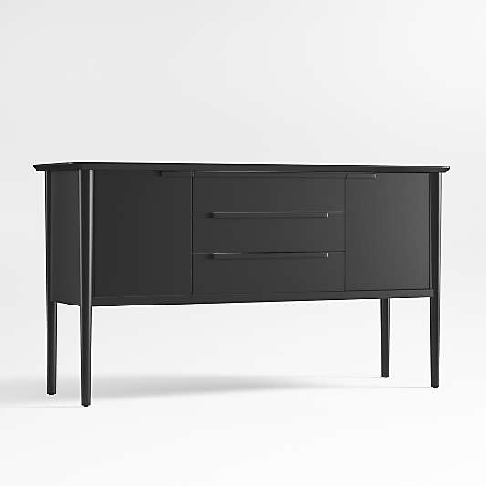 Tate 62" Black Wood Midcentury Credenza
