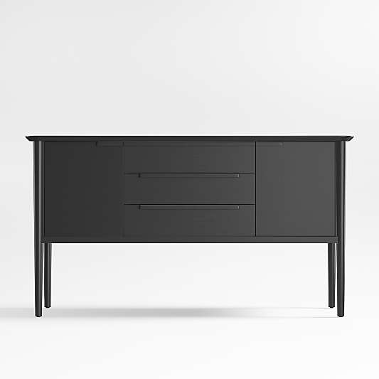 Tate 62" Black Wood Midcentury Credenza