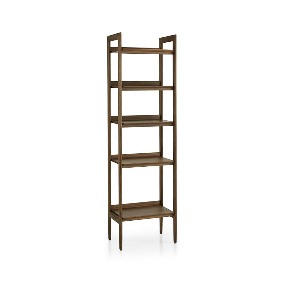 Knox Black Trim and Walnut Tall Open Storage Bookshelf + Reviews