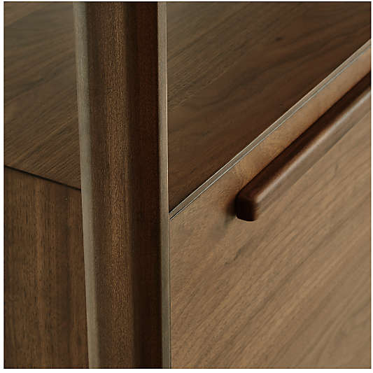 Tate 36" Walnut Bookcase Bar Cabinet