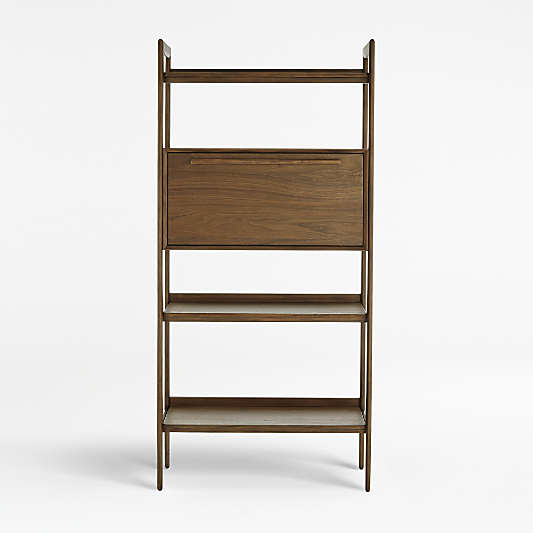 Tate Walnut Bookcase Bar Cabinet