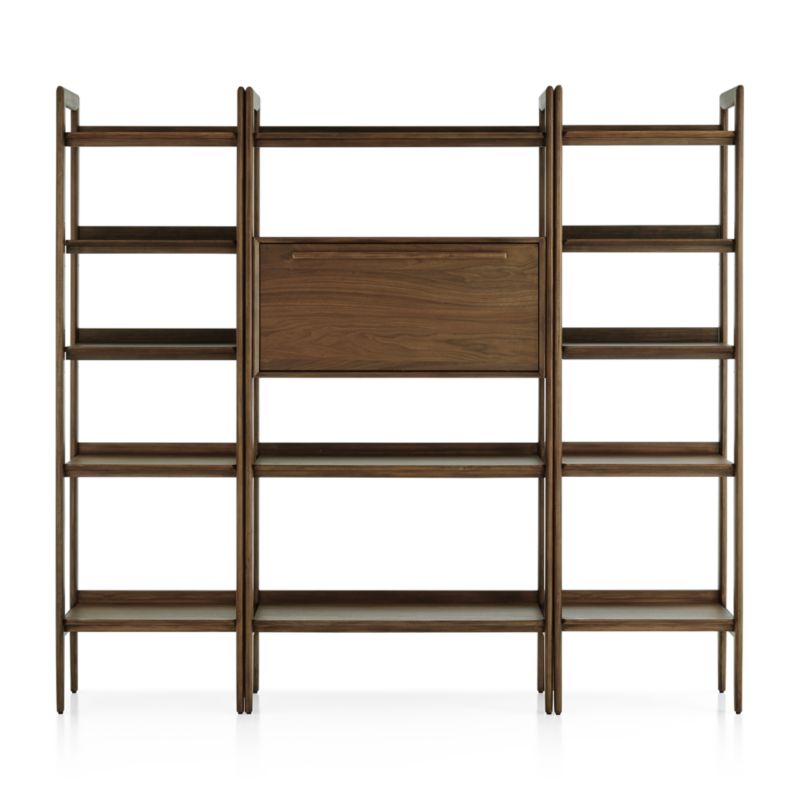 Tate Walnut Bookcase Bar Cabinet with 2 Bookcases - image 5 of 6