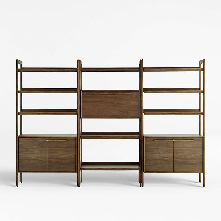 Tate Walnut Bookcase Bar with 2 Bookcase + Reviews