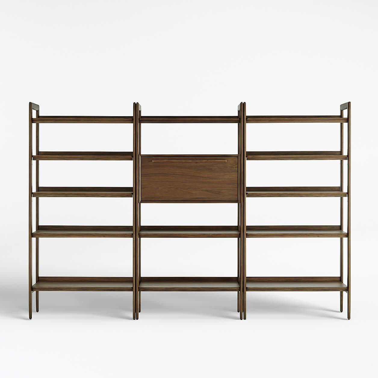 Tate Walnut Bookcase Bar with 2 Wide Bookcases Crate & Barrel