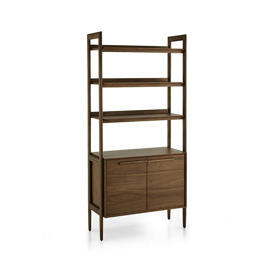 Tate Walnut Wood Bathroom Storage Tower