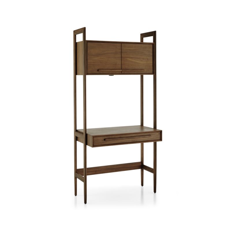 Tate Walnut Bookcase Desk with Outlet