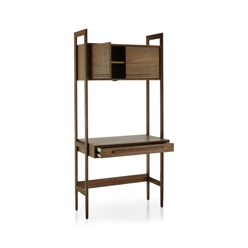 Tate Walnut Bookcase Desk with Outlet