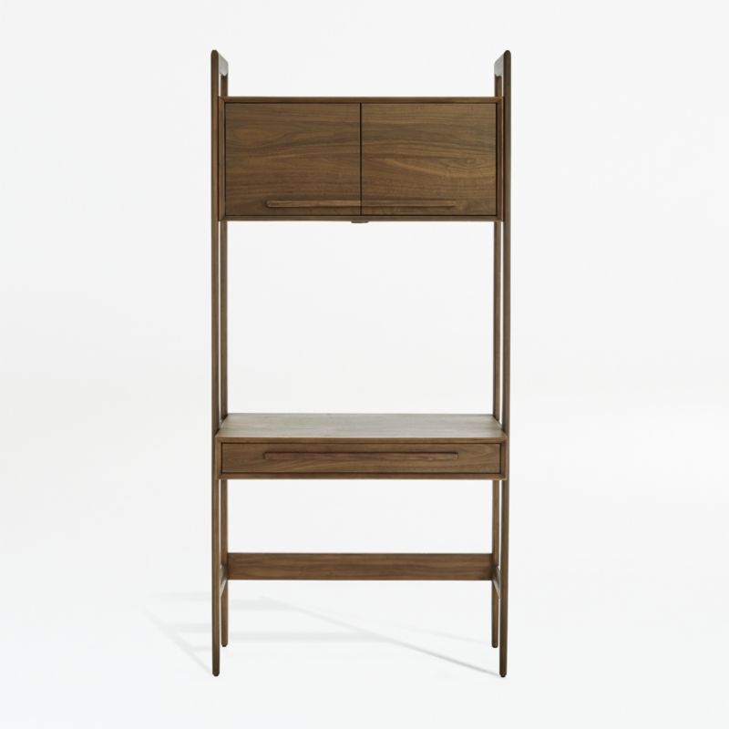 Tate Walnut Bookcase Desk with Outlet