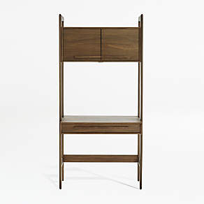 Tate 108" Walnut Wide Bookshelves, Set of 3