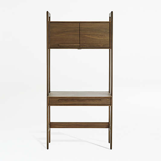 Tate Walnut Bookcase Desk with Outlet