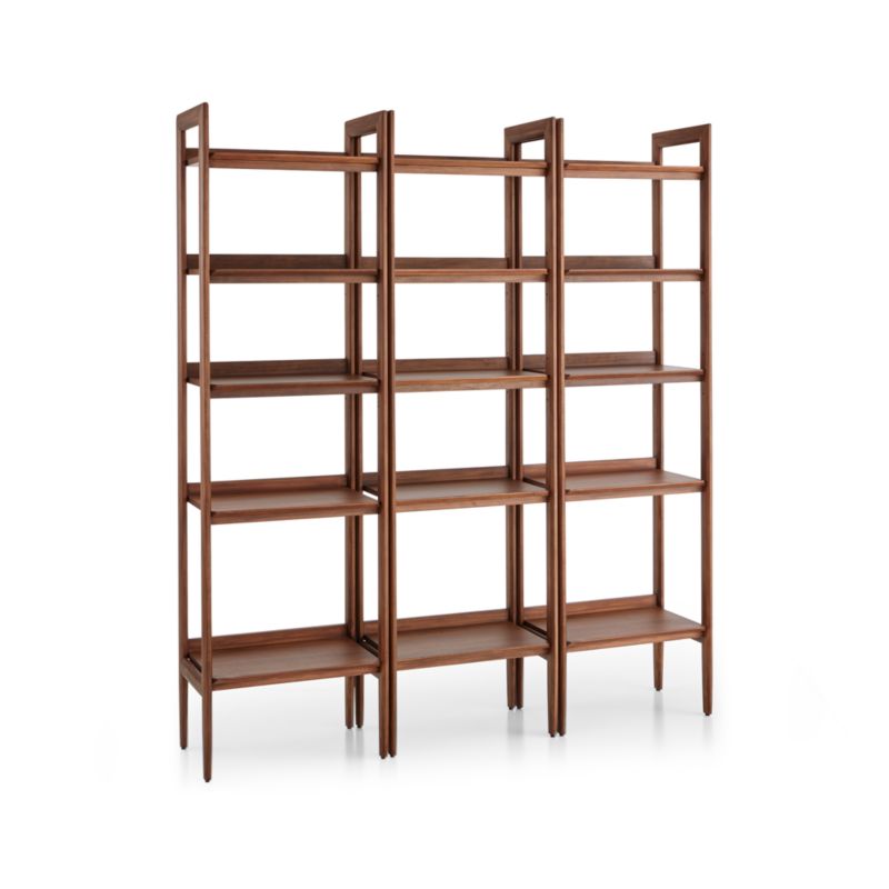 Tate Walnut Bookcases, Set of 3