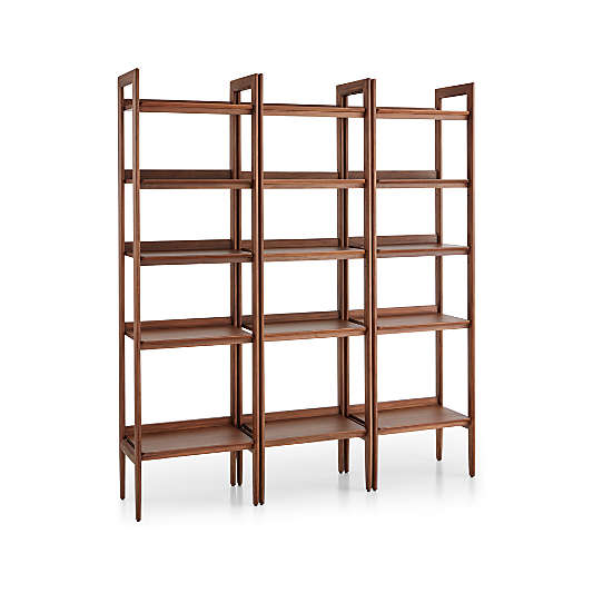 Tate 66" Walnut Bookshelves, Set of 3