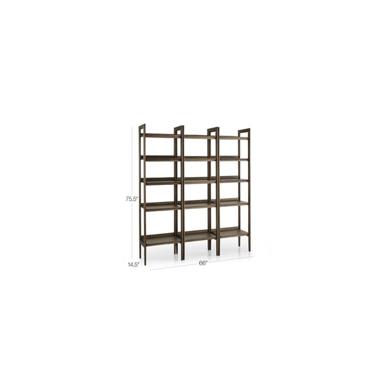 Tate Walnut Bookcases, Set of 3