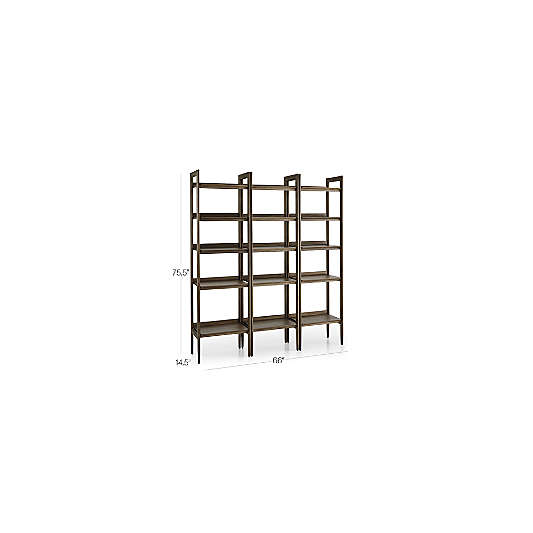 Tate Walnut Bookcases, Set of 3