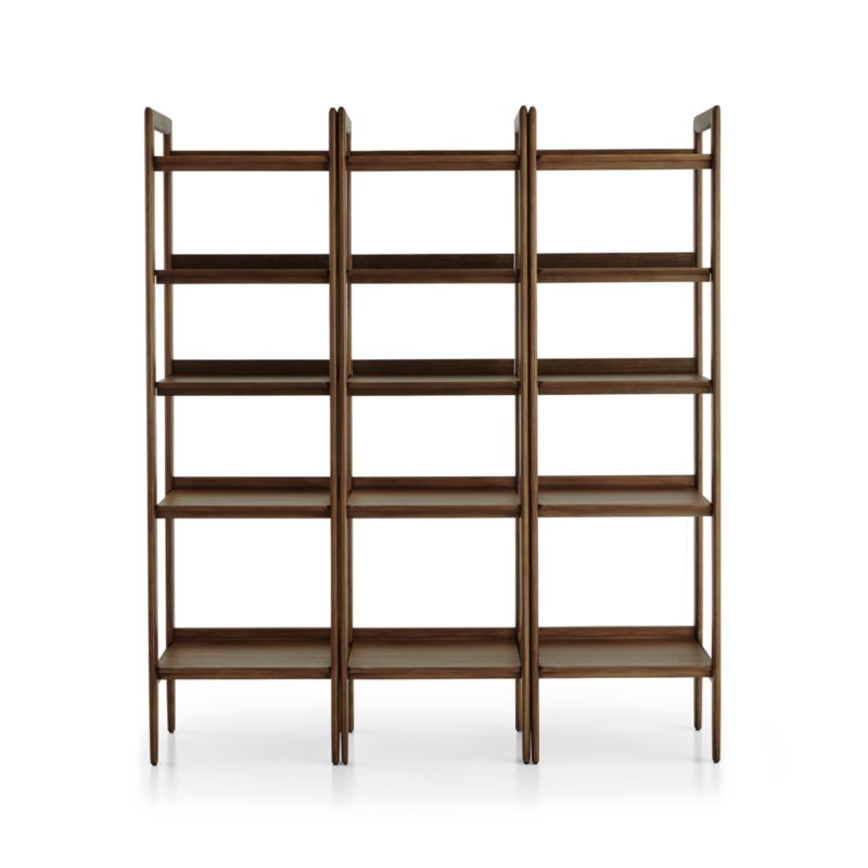 Tate Walnut Bookcases, Set of 3