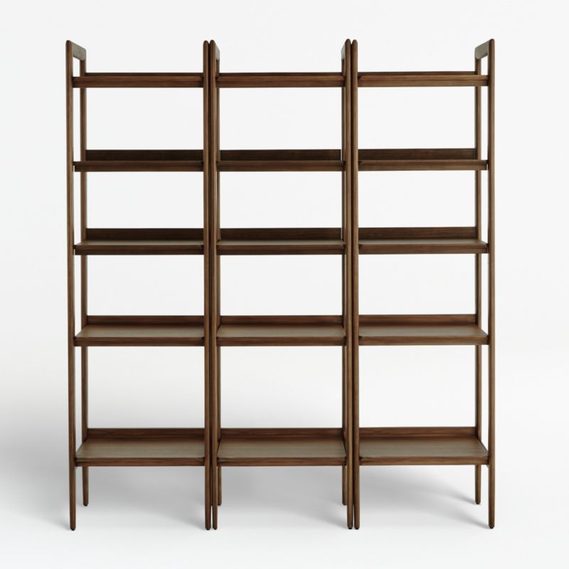 Tate Walnut Bookcases, Set of 3