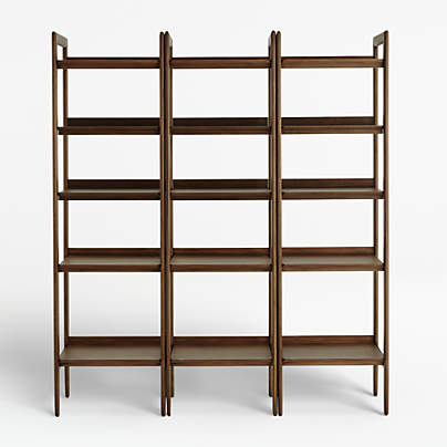 Tate Walnut Bookcases, Set of 3