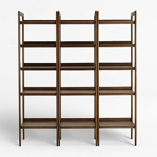 Tate Walnut Bookcases, Set of 3