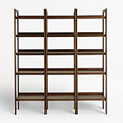 Tate 108" Walnut Wide Bookshelves, Set of 3