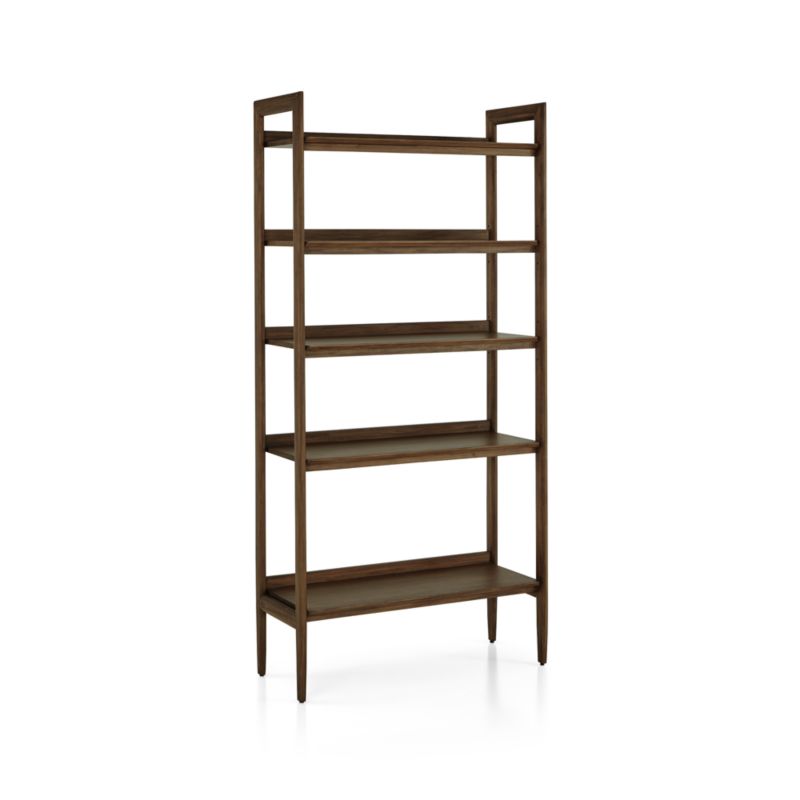 Tate Walnut Storage Bookshelf Cabinet