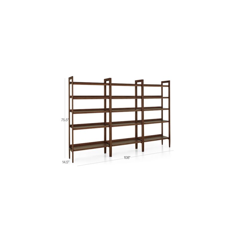 Tate Walnut Wide Bookcases, Set of 3