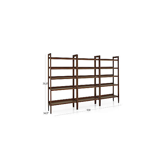 Tate Walnut Wide Bookcases, Set of 3