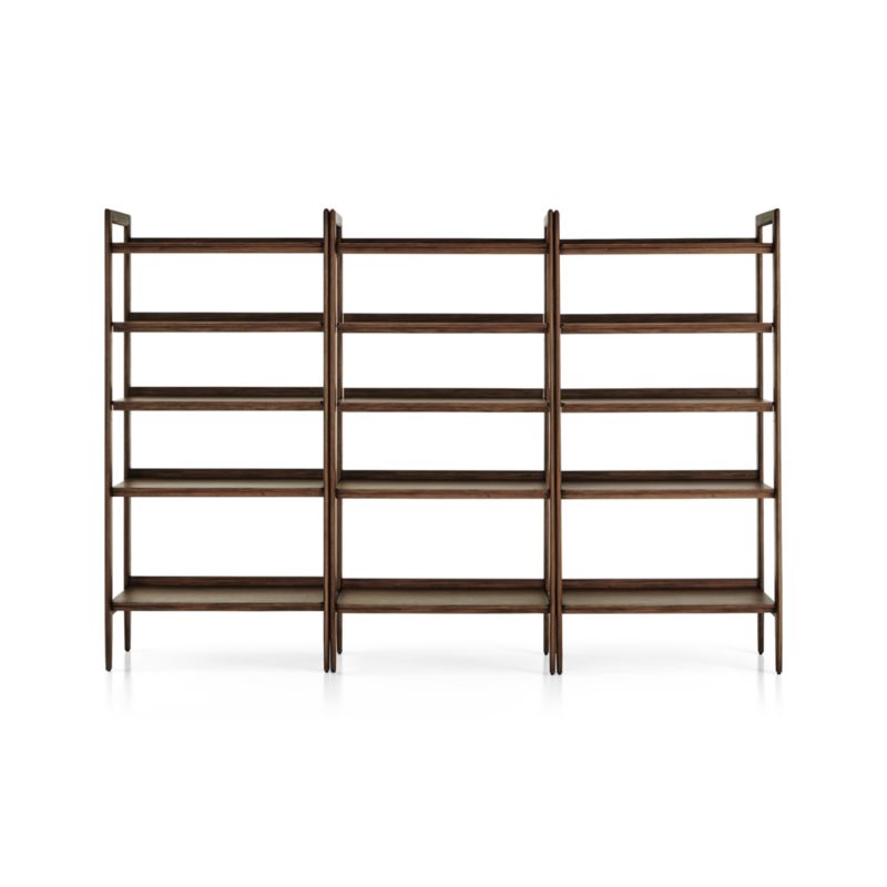 Tate Walnut Wide Bookcases, Set of 3