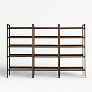 Tate 108" Walnut Wide Bookshelves, Set of 3
