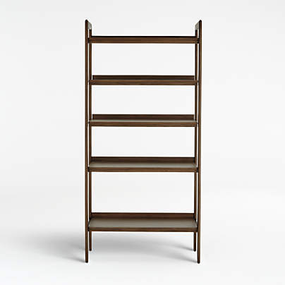 Tate Walnut Wide Storage Bookshelf