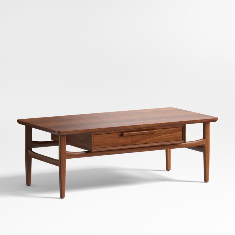 Tate Walnut Wood 48" Rectangular Storage Coffee Table