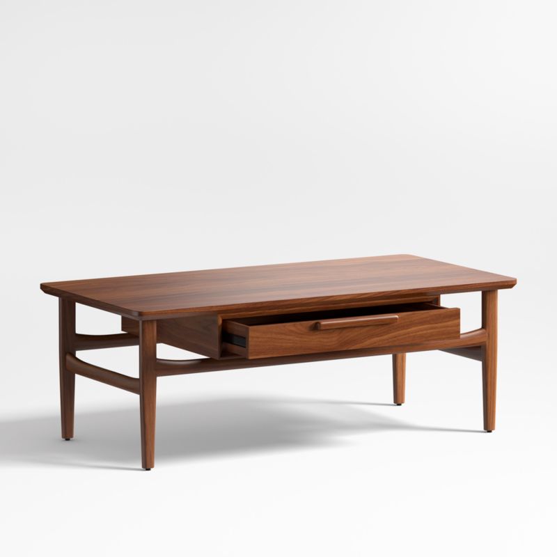 Tate Walnut Wood 48" Rectangular Storage Coffee Table