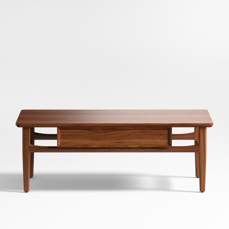 Tate Walnut Wood 48" Rectangular Storage Coffee Table