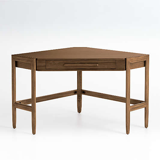 Tate Walnut Corner Desk with Outlet